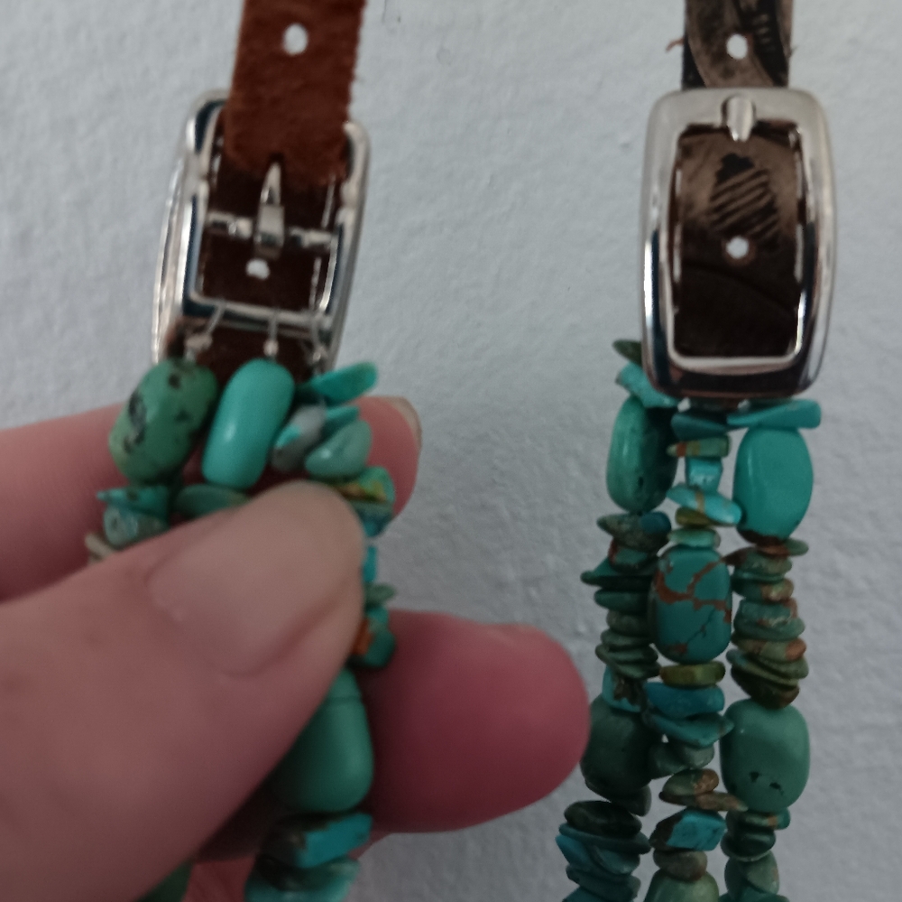 Turquoise Leather Necklace - Picture 4 of 10